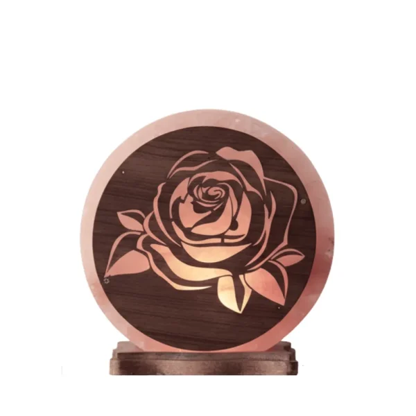 Rose Flowers Wood Craft Salt Lamp (Pink Brown)