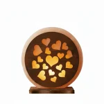 Hearts Wood Craft Salt Lamp (Pink Brown) - Image 2