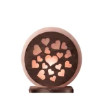 Hearts Wood Craft Salt Lamp (Pink Brown)